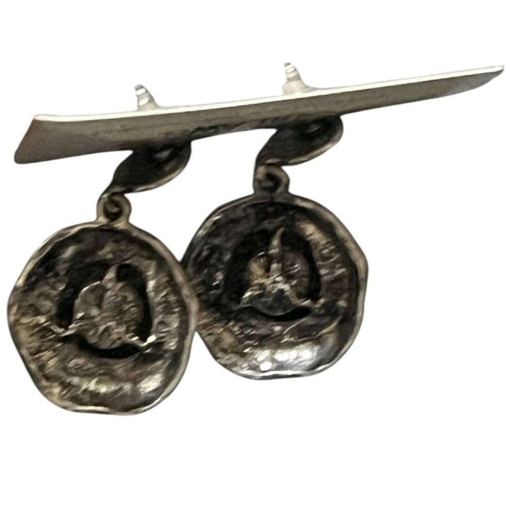 Metal White Marble Dangle Earrings - Picture 3 of 4